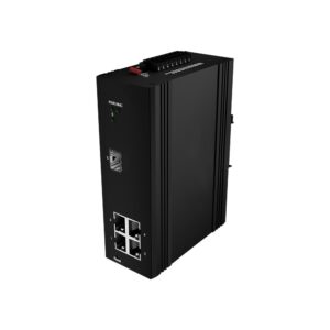 Switch Ethernet Industrial Administrable 4 puertos 10/100/1000 Mbps Base-T IP40 + FO a Riel DIN
