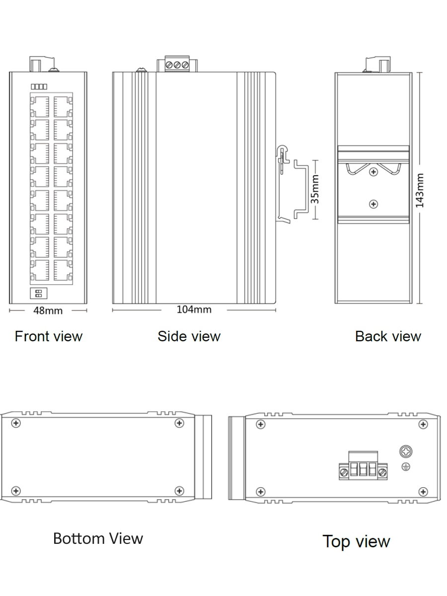 Switch Ethernet Industrial 16 puertos 10/100 Base-t Ip40 a Riel Din - Imagen 4