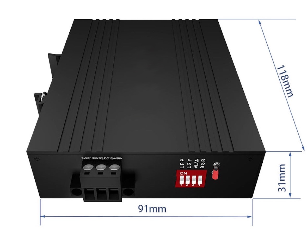 Switch Ethernet Industrial 5 puertos 10/100 Base-T IP40 a Riel DIN - mini Alimentación 24Vdc - Imagen 4