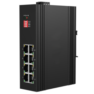 Switch Ethernet Industrial 8 puertos PoE 10/100/1000 Mbps Base-T IP40 No Administrable a Riel DIN