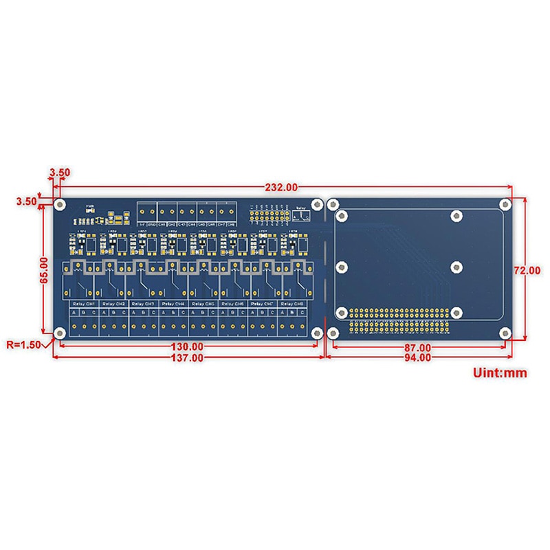 Módulo de Extensión 8 Relés para RaspBerry Pi3 / Pi4 Riel DIN - Imagen 3